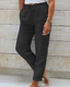 Trousers | Linen Fabric, Straight Leg, Drawstring Waist 5