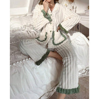 Two-Piece Set | Button-Front Top, Ruffle Trim 1