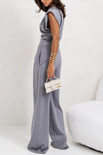 Two-Piece Set | Draped Top, Wide-Leg Pants 1