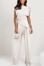 Two-Piece Set | Draped Top, Wide-Leg Pants 5