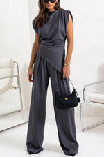 Two-Piece Set | Draped Top, Wide-Leg Pants 8