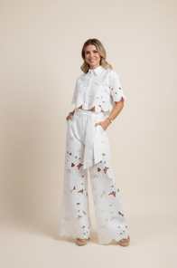 Two-Piece Set | Floral Embroidery, Wide-Leg Pants 1