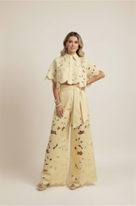Two-Piece Set | Floral Embroidery, Wide-Leg Pants 10