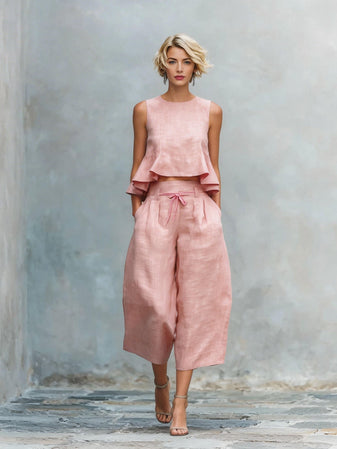 Two-Piece Set | Ruffled Hem, Lightweight Fabric 0