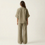 Two Piece Set | Half-Sleeve Shirt-Collar Blouse, Wide-Leg Pants 5