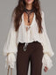 Two Piece Set | Lace-Up Blouse, Wide Leg Flare Pants 1