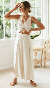 Two Piece Set | Sleeveless Top, Wide Leg Pants 0