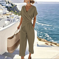 Two Piece Set | Wrap-Front Top, Cropped Trousers 1