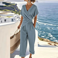 Two Piece Set | Wrap-Front Top, Cropped Trousers 2