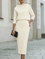 Two Piece Skirt Set | Boat Neck Top, Midi Length Skirt 1