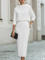 Two Piece Skirt Set | Boat Neck Top, Midi Length Skirt 2