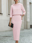 Two Piece Skirt Set | Boat Neck Top, Midi Length Skirt 3