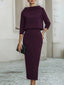 Two Piece Skirt Set | Boat Neck Top, Midi Length Skirt 5