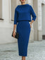 Two Piece Skirt Set | Boat Neck Top, Midi Length Skirt 6