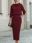 Two Piece Skirt Set | Boat Neck Top, Midi Length Skirt 7