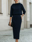 Two Piece Skirt Set | Boat Neck Top, Midi Length Skirt 8