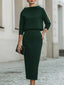Two Piece Skirt Set | Boat Neck Top, Midi Length Skirt 9