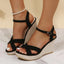 Wedge Sandals | Faux Leather Upper, Alloy Buckle Detail 0