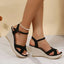 Wedge Sandals | Faux Leather Upper, Alloy Buckle Detail 3