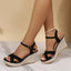 Wedge Sandals | Faux Leather Upper, Alloy Buckle Detail 4