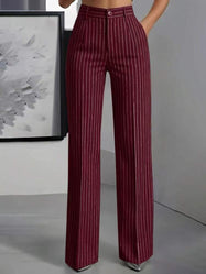 Wide Leg Trousers | High Waist, Pinstripe Detail 2