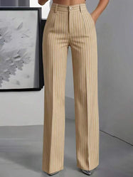 Wide Leg Trousers | High Waist, Pinstripe Detail 3