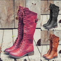 Wilma Black Knee High Boots for Women - Adjustable Fit, Stylish Lace-Up Design, Wide Calf Options Available 1