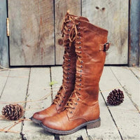 Wilma Black Knee High Boots for Women - Adjustable Fit, Stylish Lace-Up Design, Wide Calf Options Available 2
