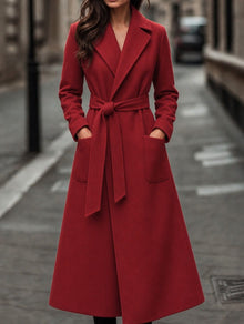 Winter Coat | Belted Waist, Notch Collar Maxi Length 0