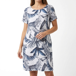 Women’s Leaf Print Short Sleeve Casual Dress