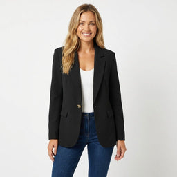 Women's Blazer | Single-Breasted Closure, Notch Lapel Collar 0
