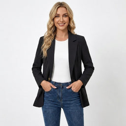 Women's Blazer | Single-Breasted Closure, Notch Lapel Collar 1
