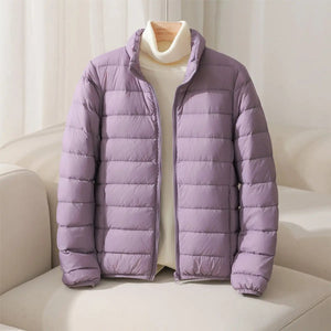 Women's Coat | Lightweight Quilted Puffer, Stand Collar 0