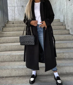 Women's Coat | Long Silhouette, Notched Lapel Collar 3