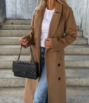 Women's Coat | Long Silhouette, Notched Lapel Collar 4