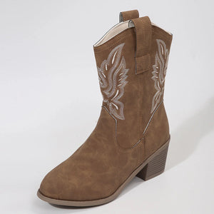 Women's Cowgirl Boots - Embroidered Western Ankle Boots with Block Heels for Everyday Style 0