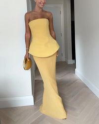 Women's Dress | Strapless Neckline, Textured Skirt 0