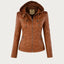 Women's Hooded Leather Moto Jacket - Stylish Zip Front Design, Edgy Look, Perfect for Autumn/Winter 0