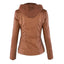 Women's Hooded Leather Moto Jacket - Stylish Zip Front Design, Edgy Look, Perfect for Autumn/Winter 5