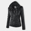 Women's Hooded Leather Moto Jacket - Stylish Zip Front Design, Edgy Look, Perfect for Autumn/Winter 6