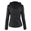 Women's Hooded Leather Moto Jacket - Stylish Zip Front Design, Edgy Look, Perfect for Autumn/Winter 8