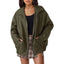 Women's Oversized Leather Bomber Jacket with Zip-Up Closure - Stylish Womens Coats for Casual and Streetwear 2