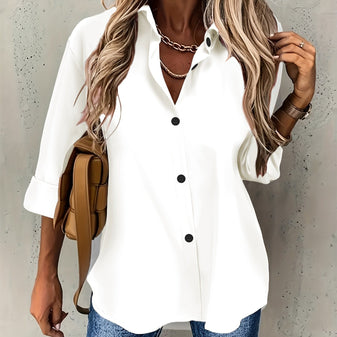 Women's Shirt | Classic Lapel Collar, Button Closure 0