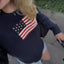 Women's Slim Fit Knitted Sweater with American Flag Motif - Casual Autumn Winter Wear 3