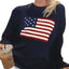 Women's Slim Fit Knitted Sweater with American Flag Motif - Casual Autumn Winter Wear 5