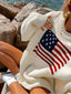 Women's Slim Fit Knitted Sweater with American Flag Motif - Casual Autumn Winter Wear 6
