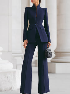 Women's Suit | Structured Blazer, Wide-Leg Pants 0