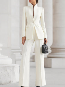 Women's Suit | Structured Blazer, Wide-Leg Pants 2