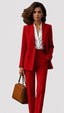 Women's Suit | Structured Lapel Blazer, Straight Leg Pants 6