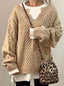 Women's Sweater | Oversized Cable Knit, V-Neck Long Sleeve 7